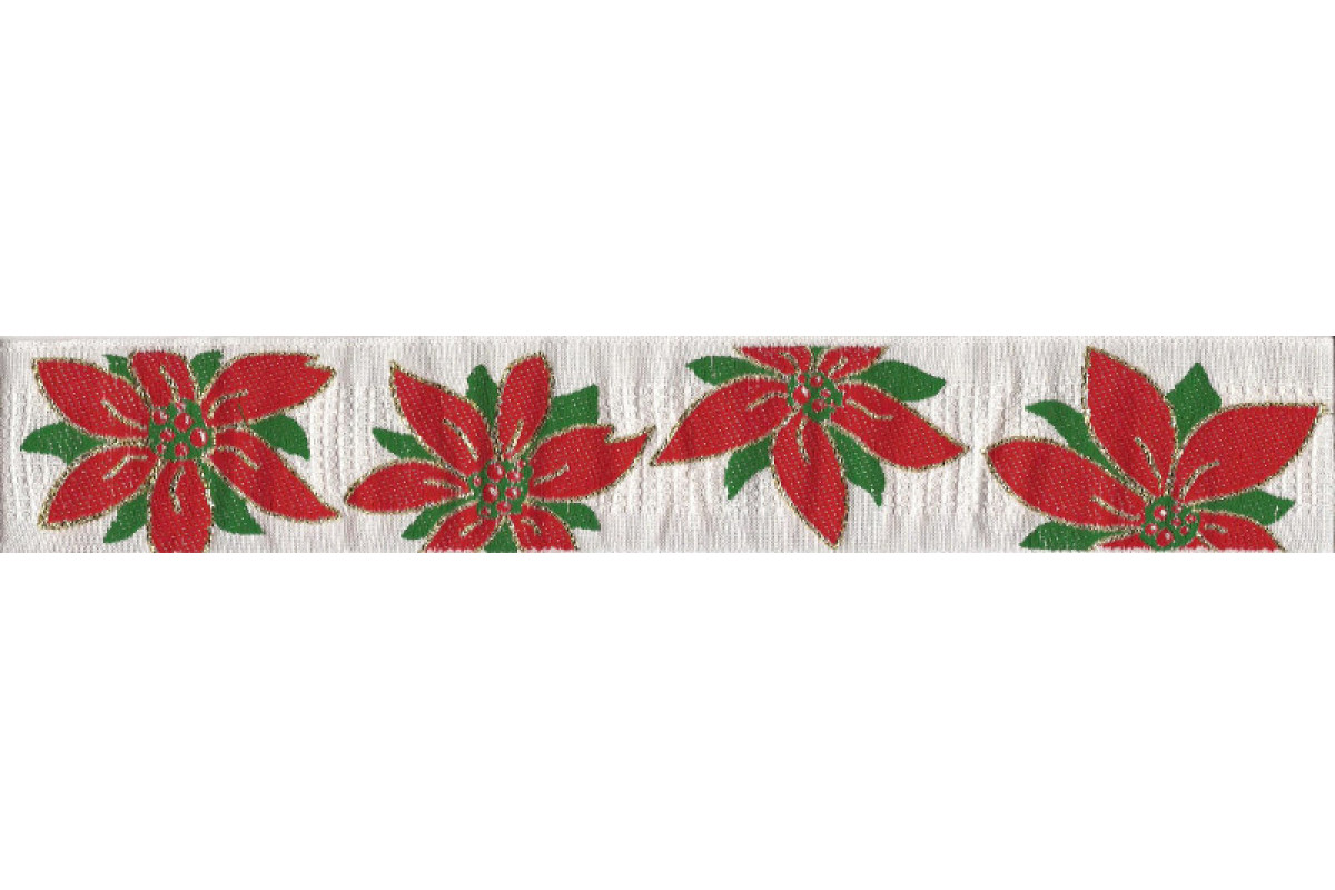 Jacquard Ribbon - Poinsettia -  Width 5 cm