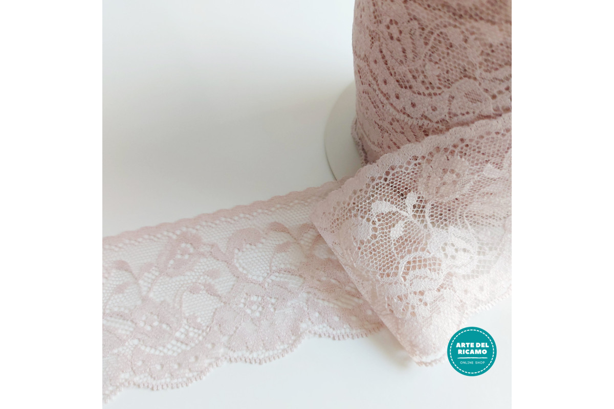 Pizzo in Tulle Rosa Antico - Altezza  6,00 cm