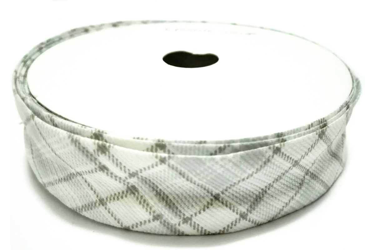 Nastro Sbieco in Cotone - Altezza 25 mm - Scozzese Grigio Nastro Sbieco in Cotone - Altezza 25 mm - Scozzese Grigio
