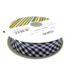 Nastro Sbieco in Cotone - Altezza 25mm - Quadri Blu e Bianco Nastro Sbieco in Cotone - Altezza 25mm - Quadri Blu e Bianco