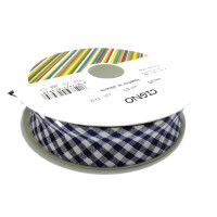 Nastro Sbieco in Cotone - Altezza 25mm - Quadri Blu e Bianco Nastro Sbieco in Cotone - Altezza 25mm - Quadri Blu e Bianco