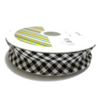 Nastro Sbieco in Cotone - Altezza 25mm - Quadri Nero e Bianco Nastro Sbieco in Cotone - Altezza 25mm - Quadri Nero e Bianco
