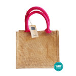 Borsa in Juta Piccola - Manici Fuxia Borsa in Juta Piccola - Manici Fuxia