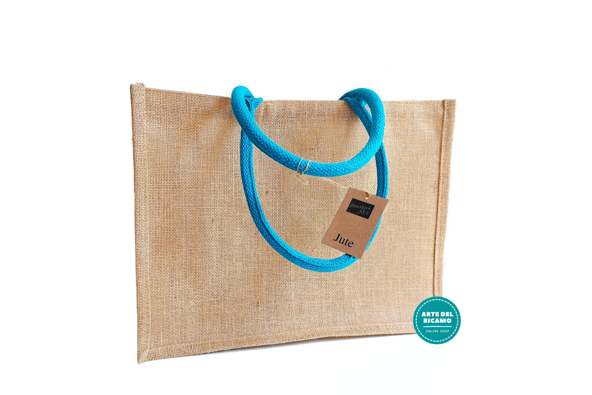Borsa in Juta con Manici Turchesi