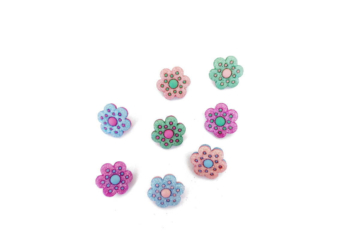 Bottoni Decorativi - Fiori con Brillantini Bottoni Decorativi - Fiori con Brillantini