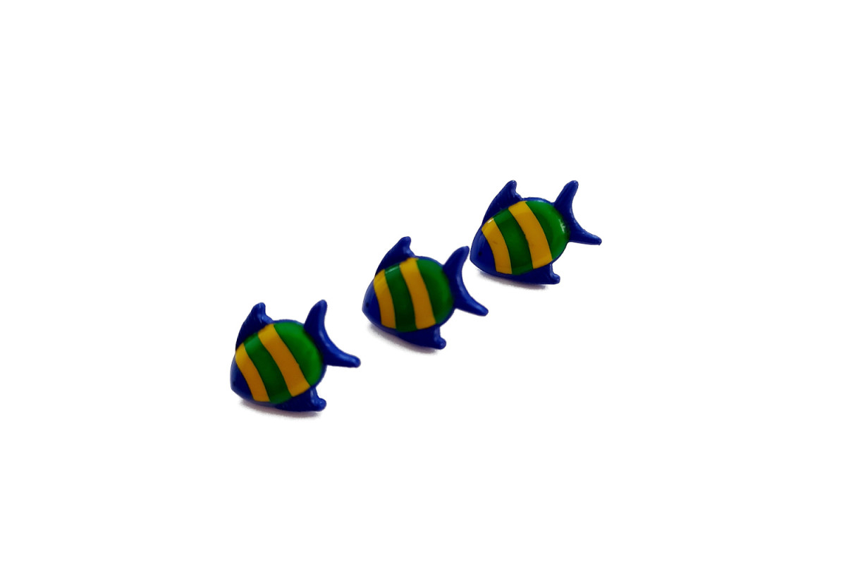 Blue Fish Buttons 18 mm