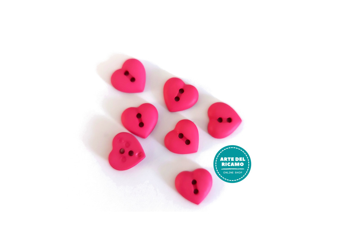 Bottoni Cuori Fucsia da 12 mm