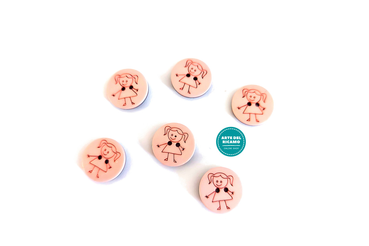 Pink Girl Buttons 15 mm