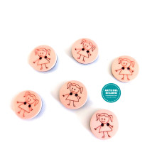 Pink Girl Buttons 15 mm Pink Girl Buttons 15 mm