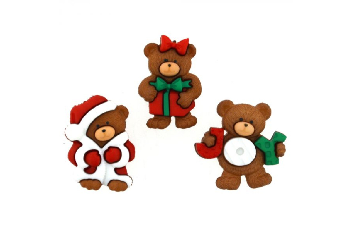 Botones Decorativos - Ositos Navideños
