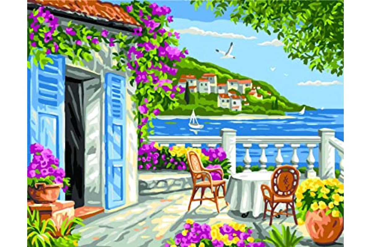 Royal Paris - Needlepoint Canvas Garden Coast Scene Royal Paris - Needlepoint Canvas Garden Coast Scene