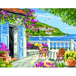 Royal Paris - Needlepoint Canvas Garden Coast Scene