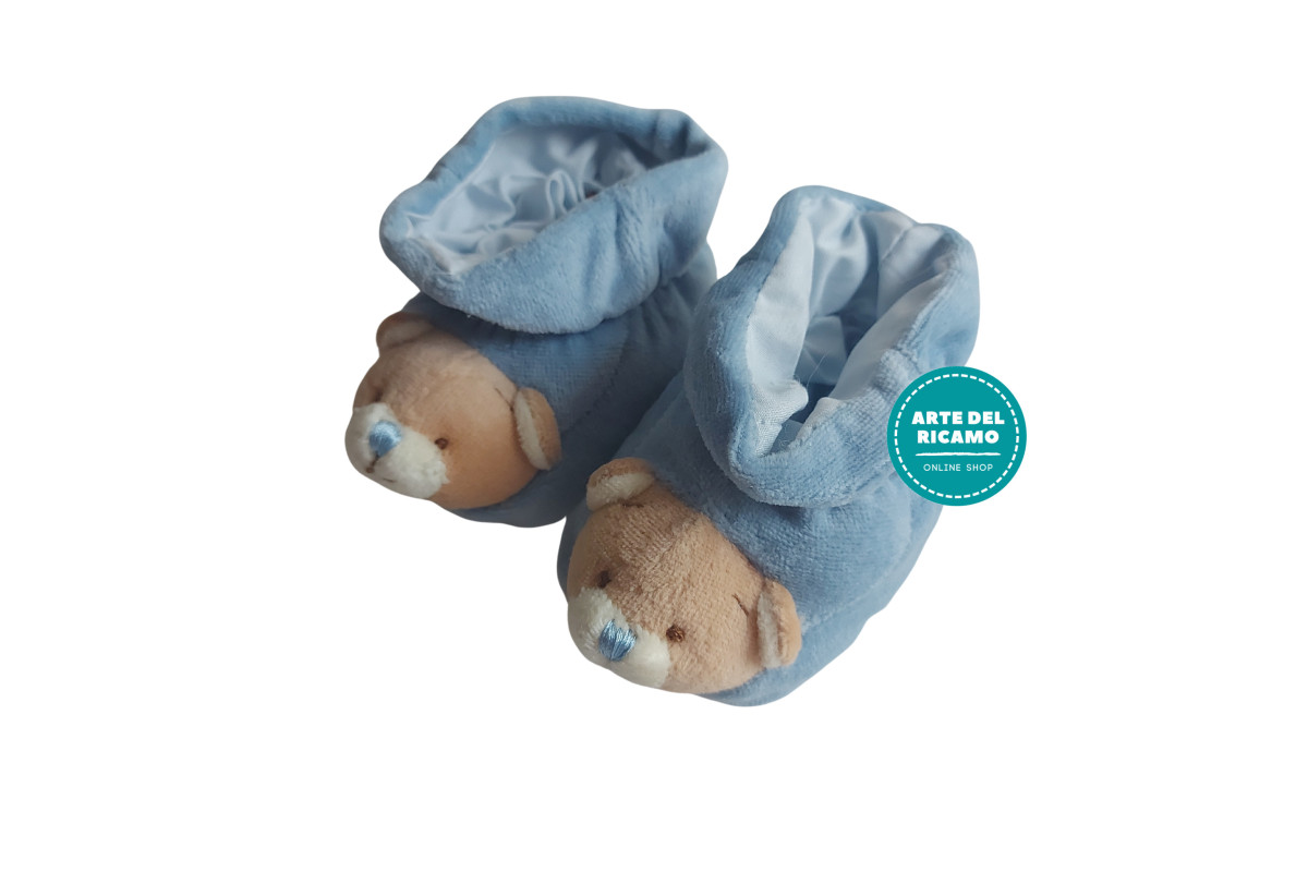 Babbucce Bebè Orso - Celeste