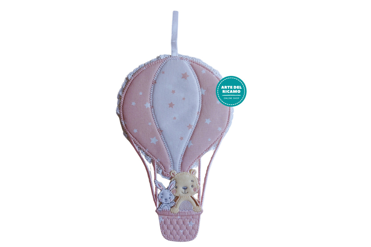 Fiocco Nascita - Mongolfiera - Rosa Fiocco Nascita - Mongolfiera - Rosa