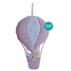 Fiocco Nascita - Mongolfiera -  Rosa