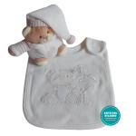 Teddy Bear with Baby Bib - Cream Teddy Bear with Baby Bib - Cream