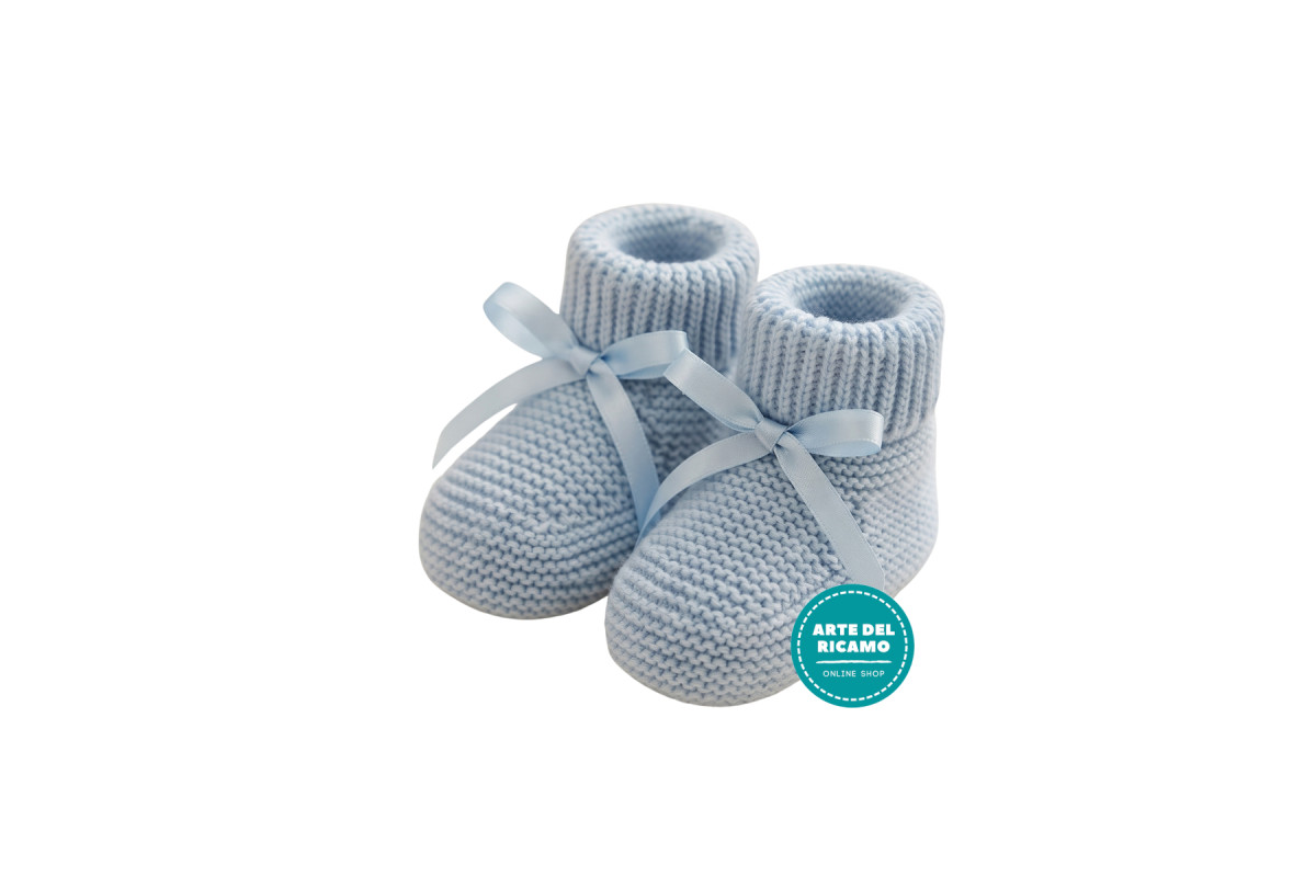 Scarpine Neonato Maglia - Celeste Scarpine Neonato Maglia - Celeste