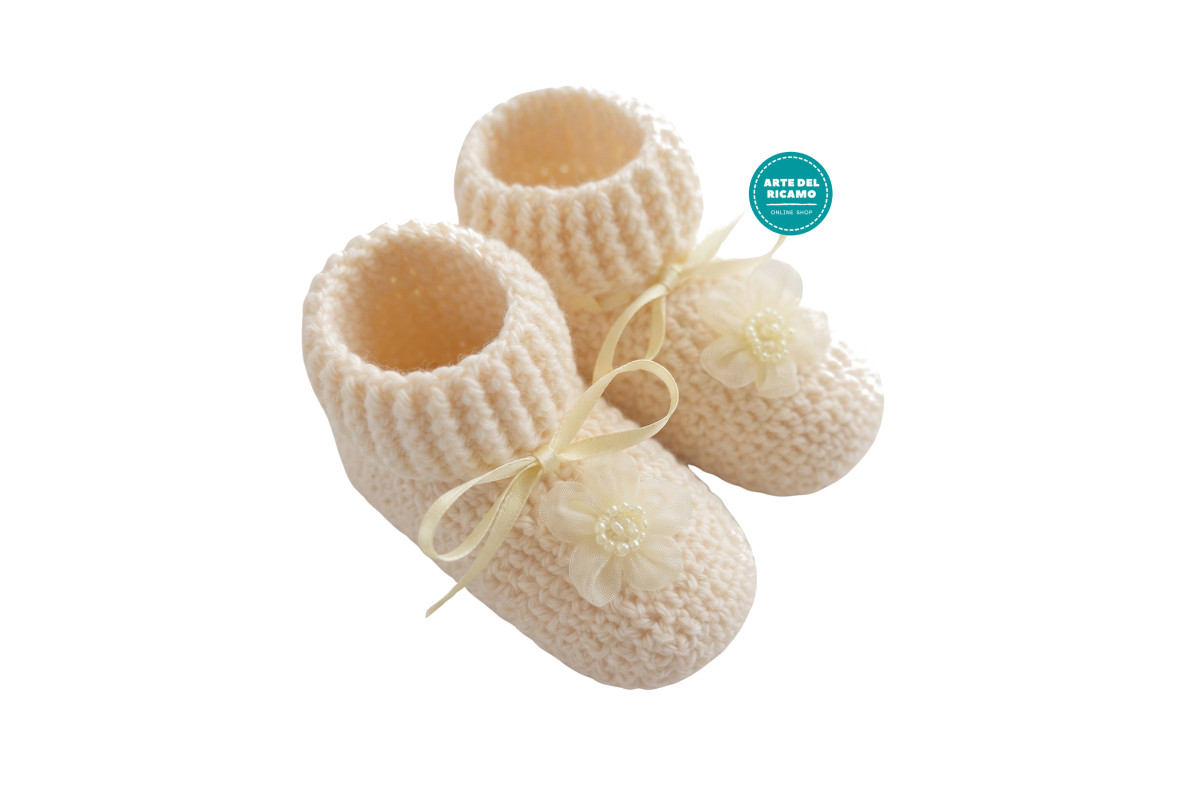 Scarpine Neonato Uncinetto - Fiocco Azzurro
