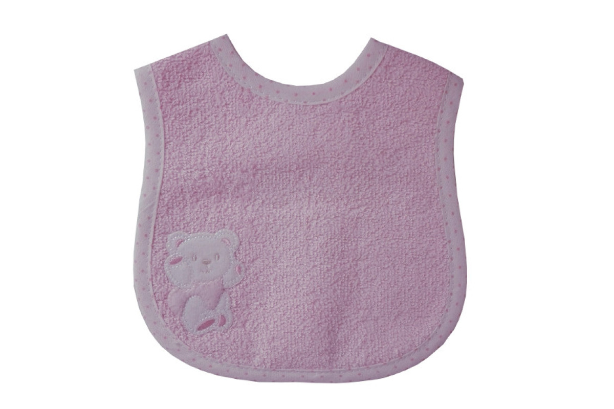 Babero para Comer Pequeño de Rizo - Osito Rosa Babero para Comer Pequeño de Rizo - Osito Rosa
