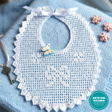 Bavaglino Uncinetto Filet - Fiocco Bavaglino Uncinetto Filet - Fiocco