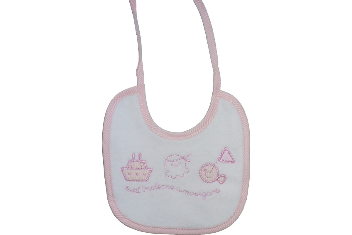 Pink Baby Bib - Boat and Fish