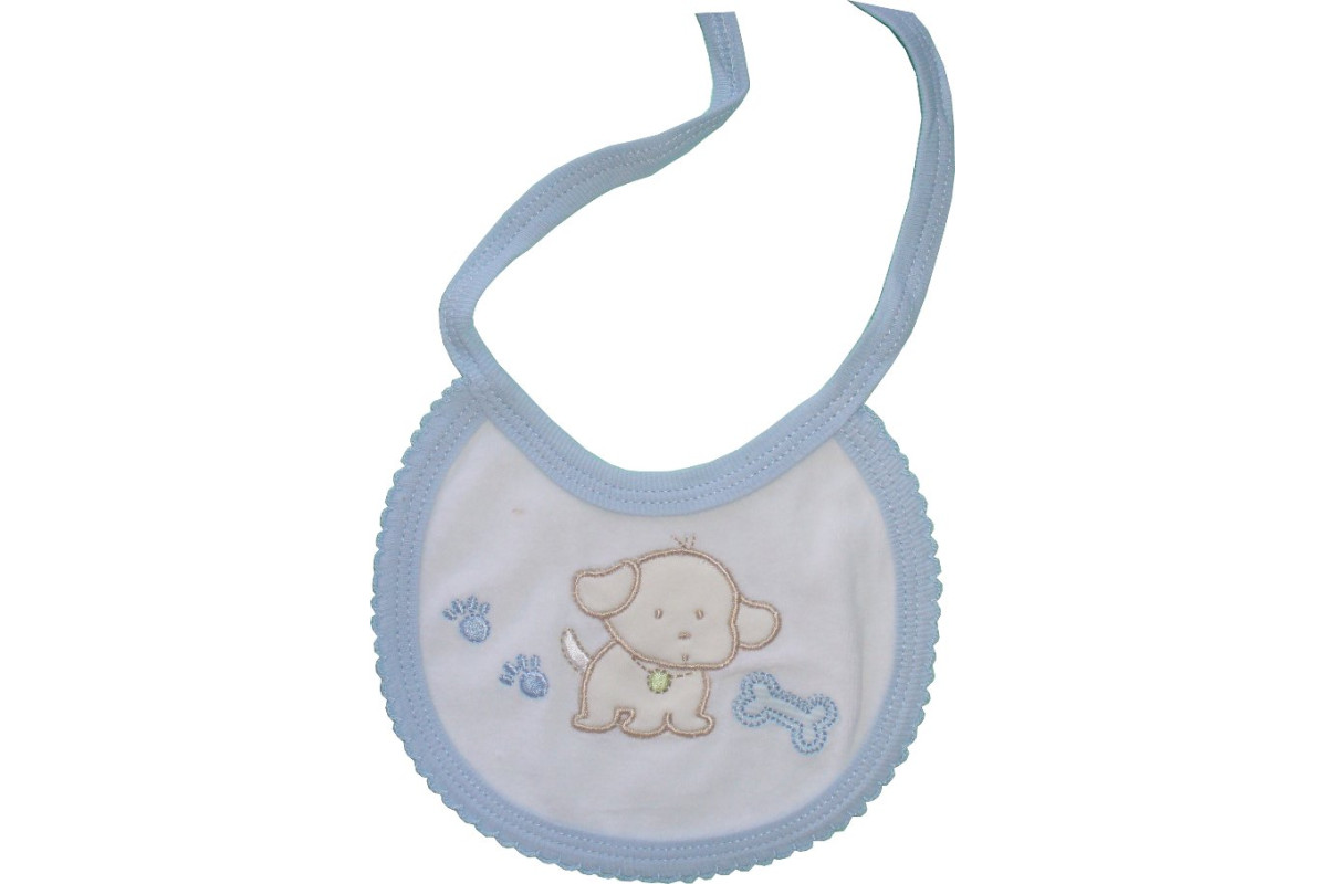 Light Blue Baby Bib - Little Dog