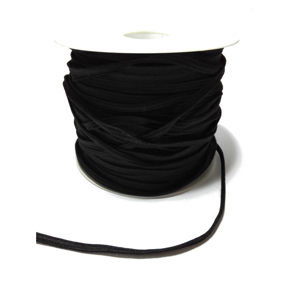 Elastic Braid for Sewing - Black Color - Size 4 mm