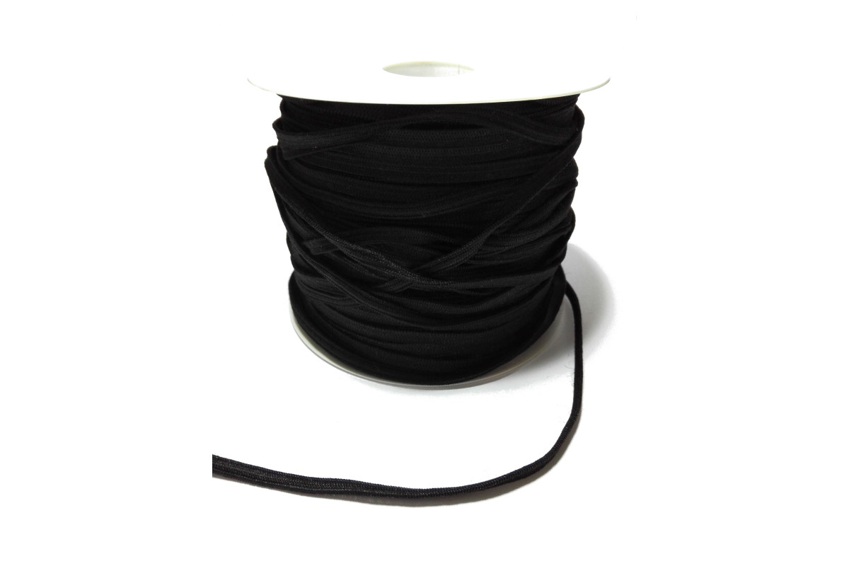 Trenza Elástica - Color Negro - Tamano 4 mm Trenza Elástica - Color Negro - Tamano 4 mm