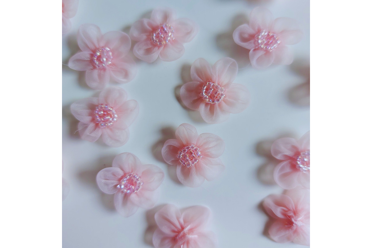Fiore Organza con Perline - Rosa Fiore Organza con Perline - Rosa