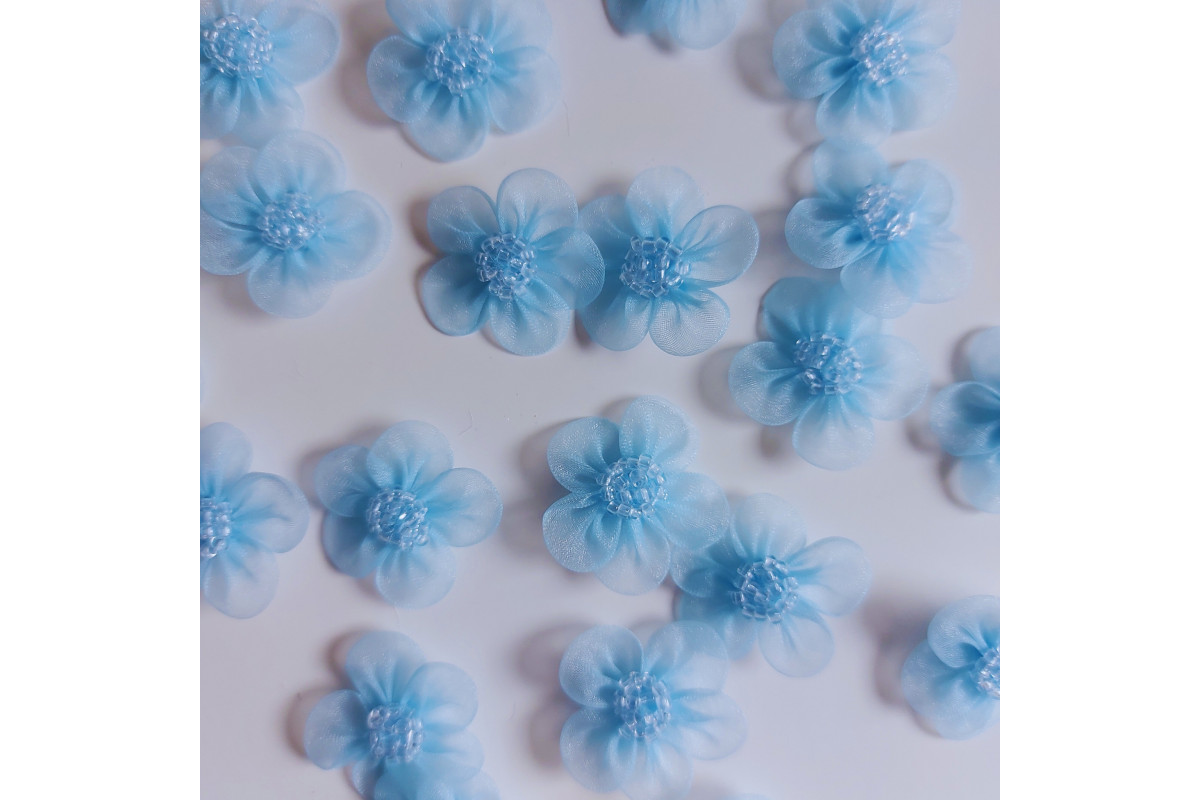 Fiore Organza con Perline - Celeste Fiore Organza con Perline - Celeste