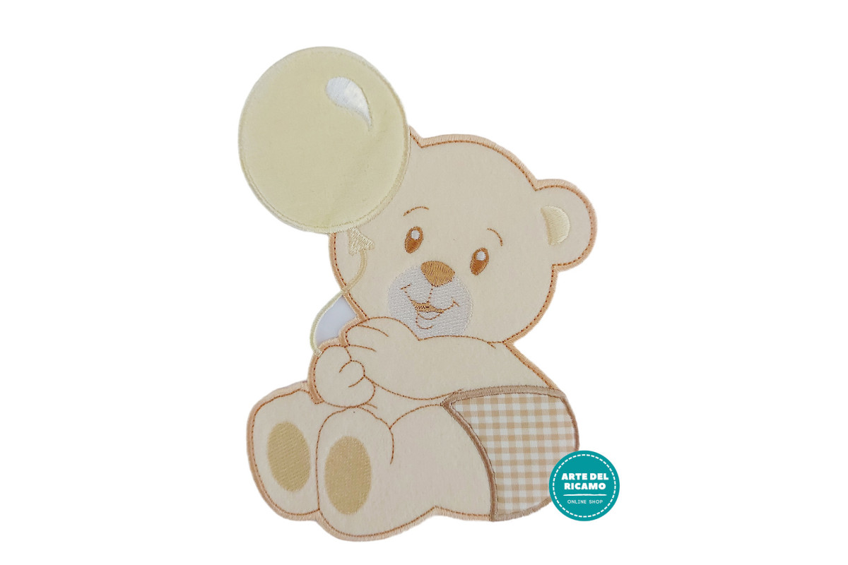 Pegatina Termo-adhesiva - Osito con Globo - Crema Pegatina Termo-adhesiva - Osito con Globo - Crema