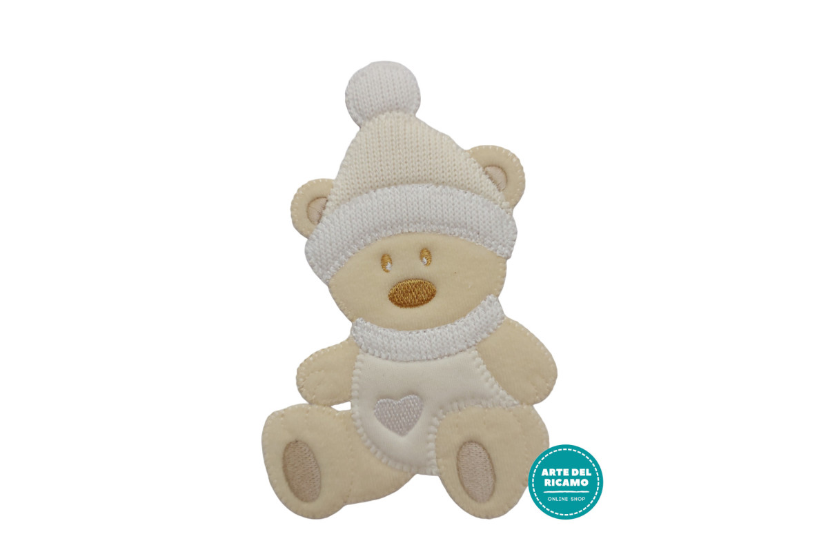 Iron-on Patch - Teddy Bear with Hat - Cream Iron-on Patch - Teddy Bear with Hat - Cream