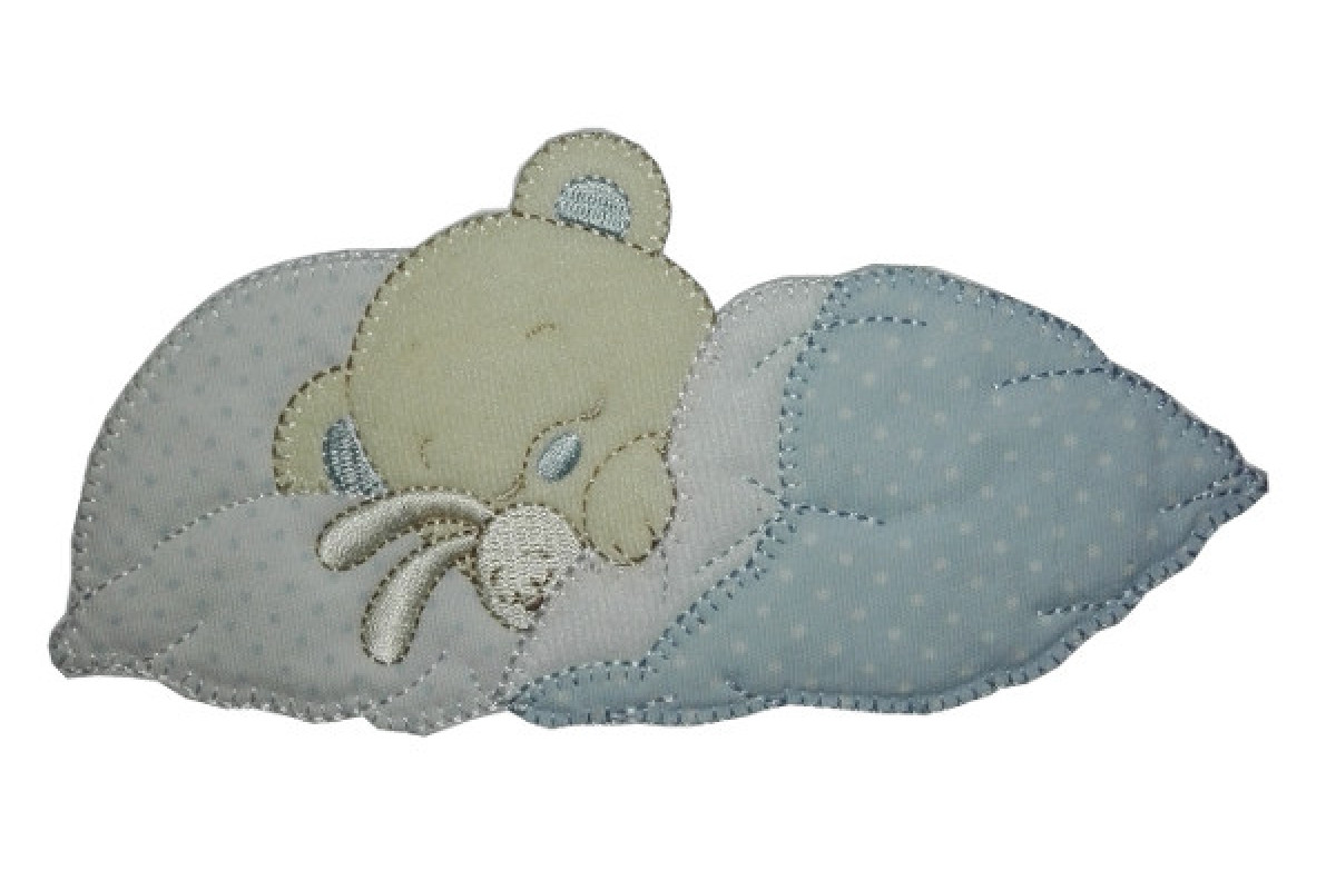 Iron-on Patch - Dreaming Teddy Bear with Rabbit - Light Blue Iron-on Patch - Dreaming Teddy Bear with Rabbit - Light Blue