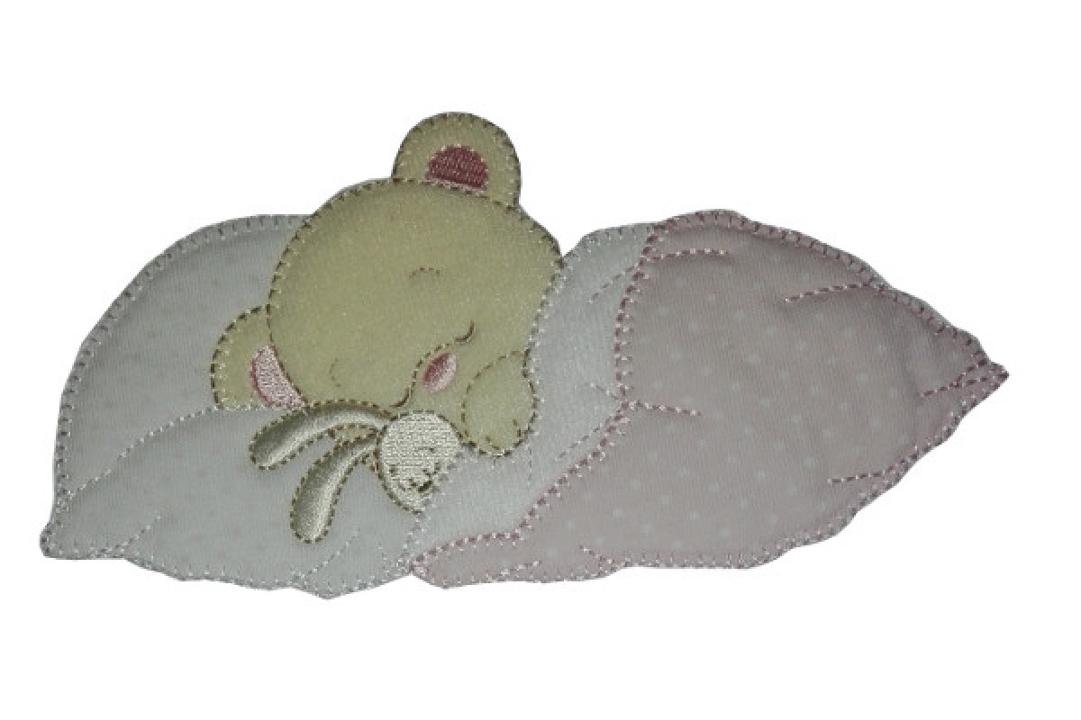 Iron-on Patch - Dreaming Teddy Bear with Rabbit - Pink Iron-on Patch - Dreaming Teddy Bear with Rabbit - Pink