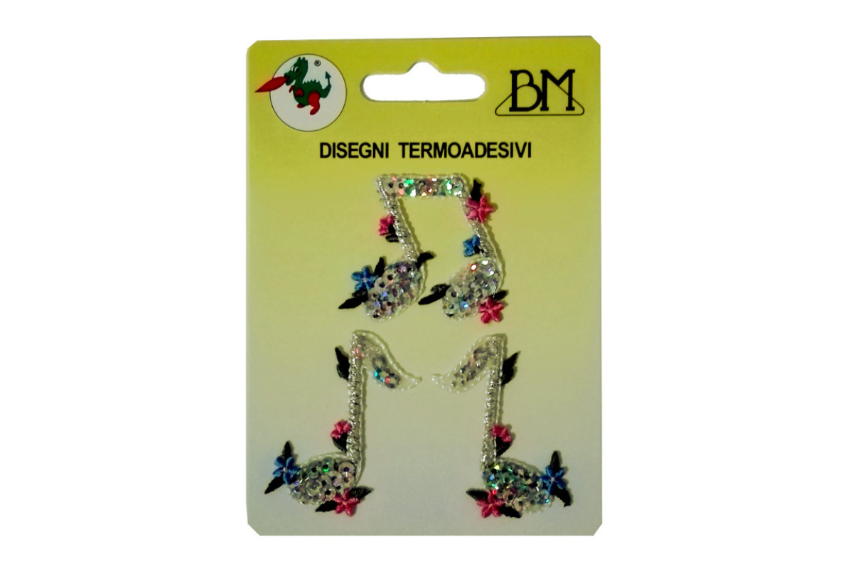 Sequins Iron-On Embroidery Sticker - Musical Notes