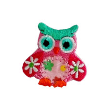 Iron-on Embroidery Sticker - Pink Owl with Little Daisies Iron-on Embroidery Sticker - Pink Owl with Little Daisies