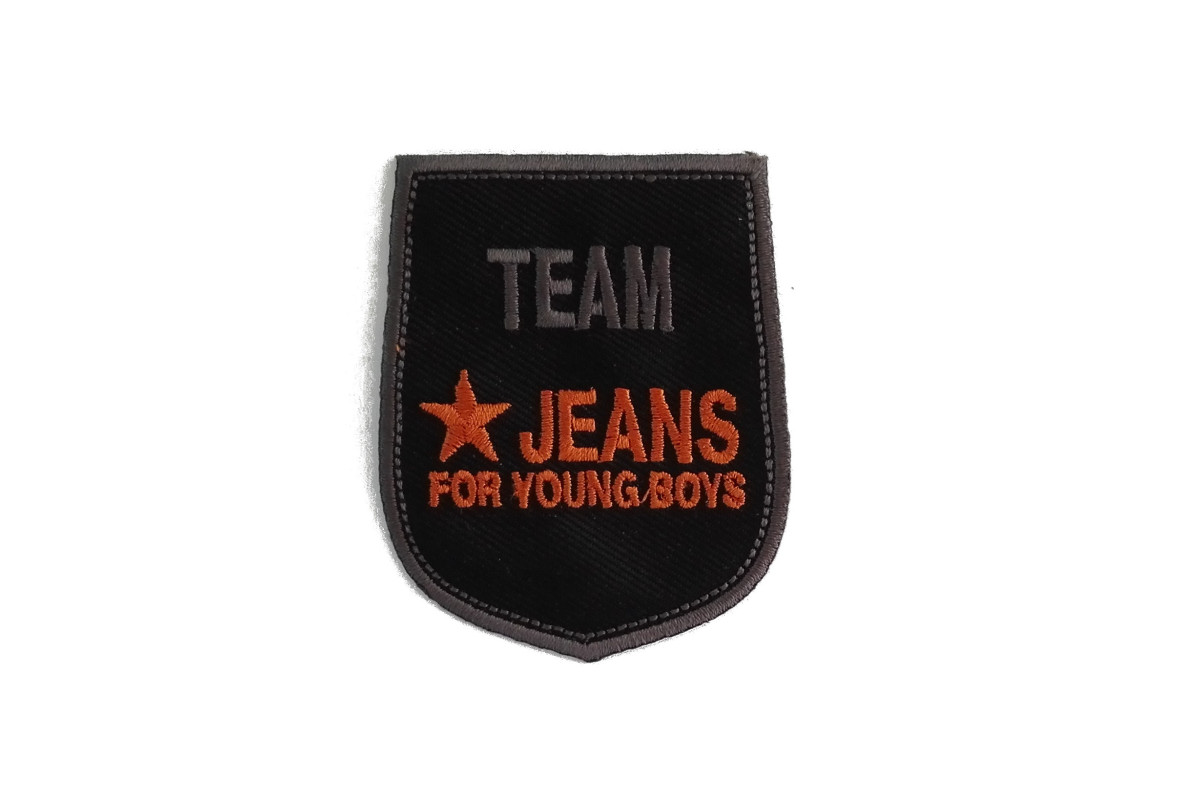 Aplicaciones Termoadhesivas - Escudo Team Jeans - Color Negro y Naranja