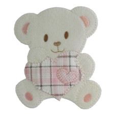 Iron-on Patch - Teddy Bear with Heart - Pink Iron-on Patch - Teddy Bear with Heart - Pink