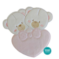 Disegni Termoadesivi - Orsetti Gemelli con Cuore - Rosa Disegni Termoadesivi - Orsetti Gemelli con Cuore - Rosa