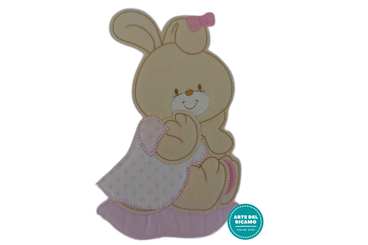 Iron-on Patch - Pink Baby Rabbit with Little Stars