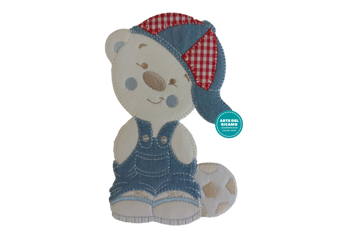 Pegatina Termo-adhesiva - Oso Jeans con Sombrero Pegatina Termo-adhesiva - Oso Jeans con Sombrero