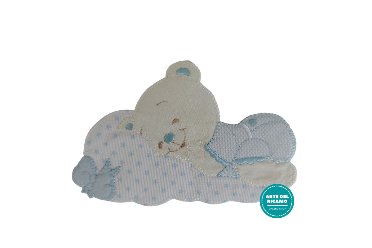 Iron-on Patch Dreaming Teddy Bear - Light Blue Stars Iron-on Patch Dreaming Teddy Bear - Light Blue Stars
