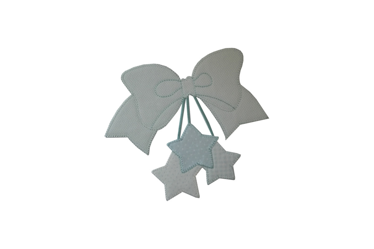 Iron-on Patch Bow with Stars - Light Blue