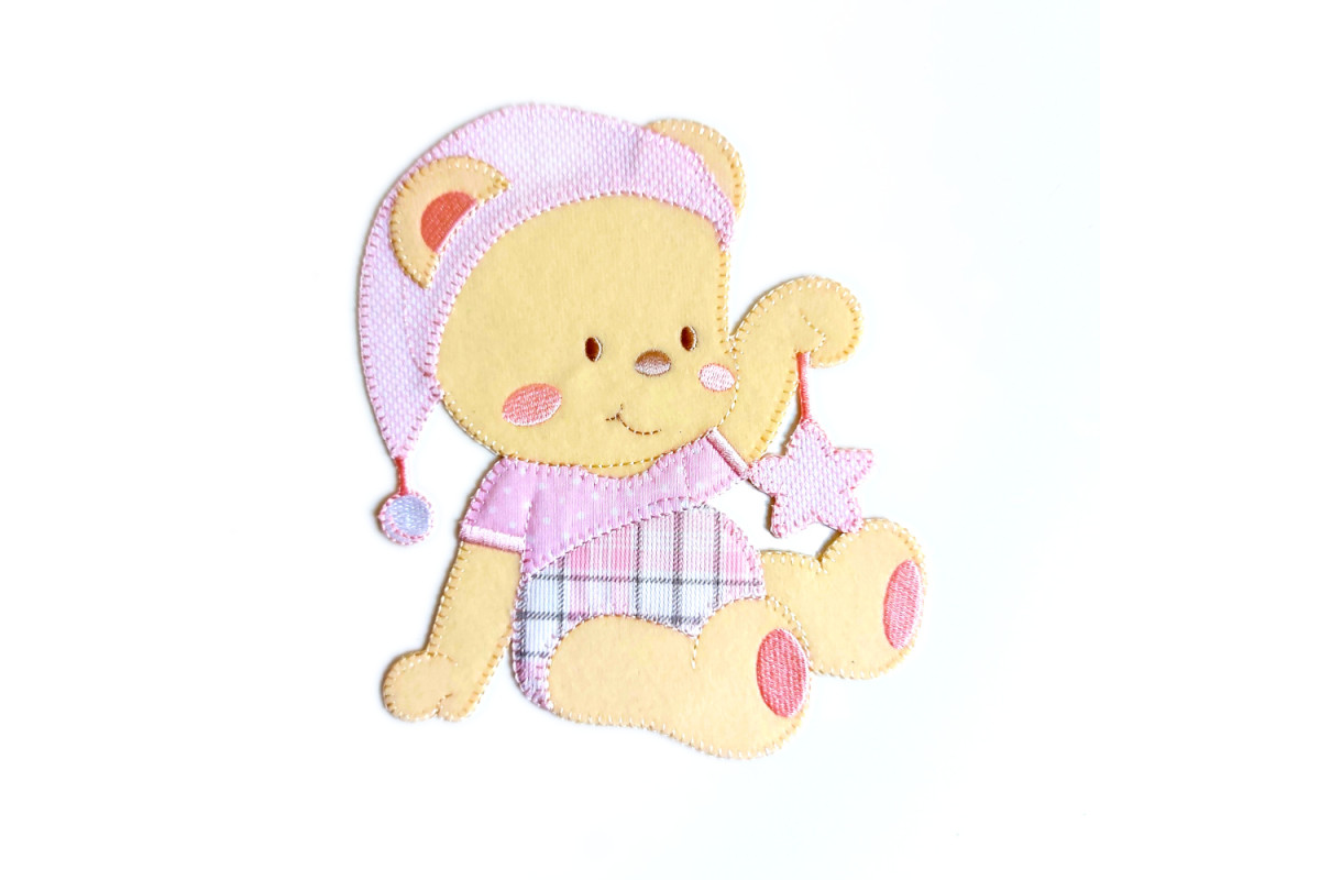 Iron-on Patch - Teddy Bear with Star - Pink Iron-on Patch - Teddy Bear with Star - Pink