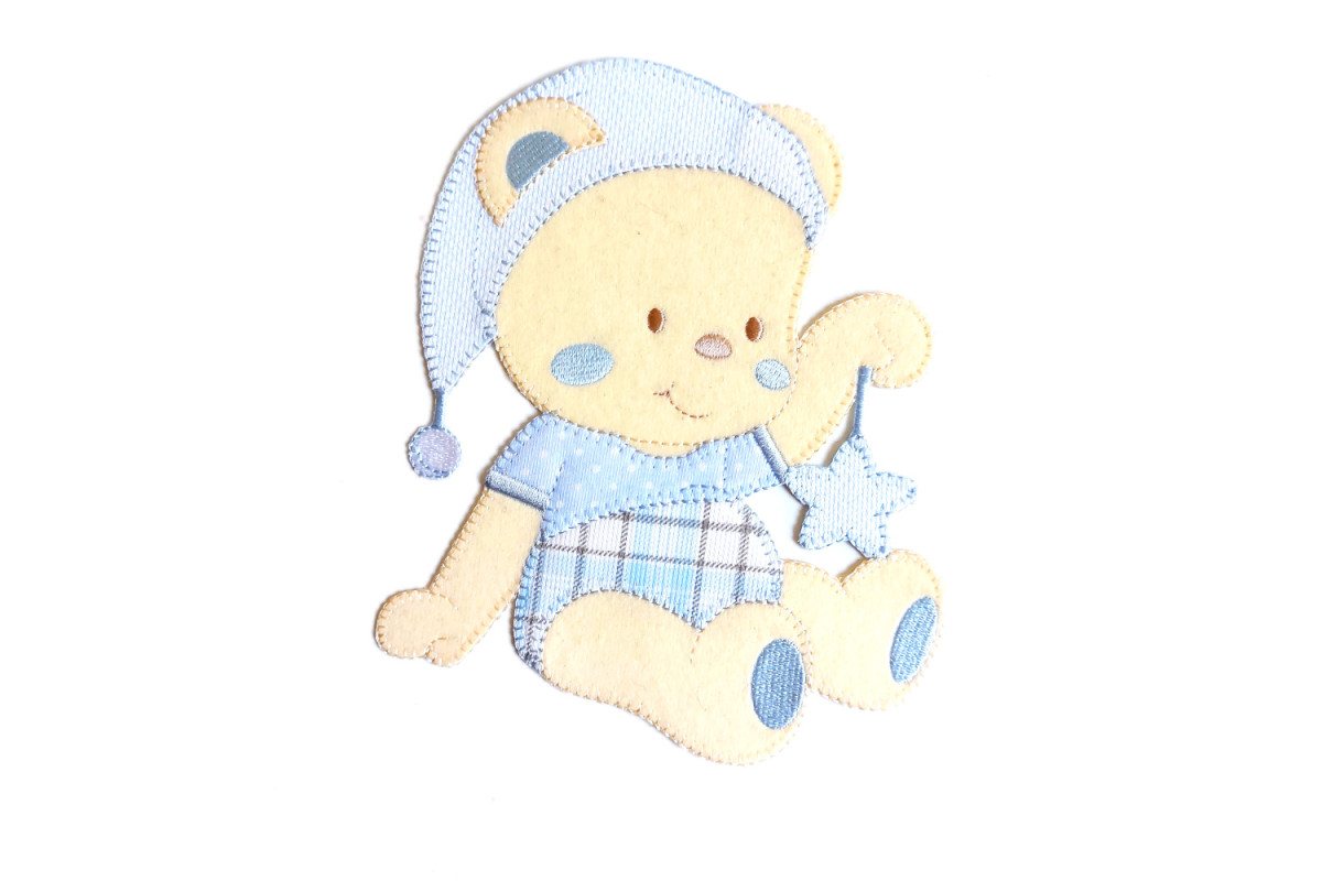Pegatina Termo-adhesiva - Osito para Dormir con Estrella - Azul Claro Pegatina Termo-adhesiva - Osito para Dormir con Estrella - Azul Claro