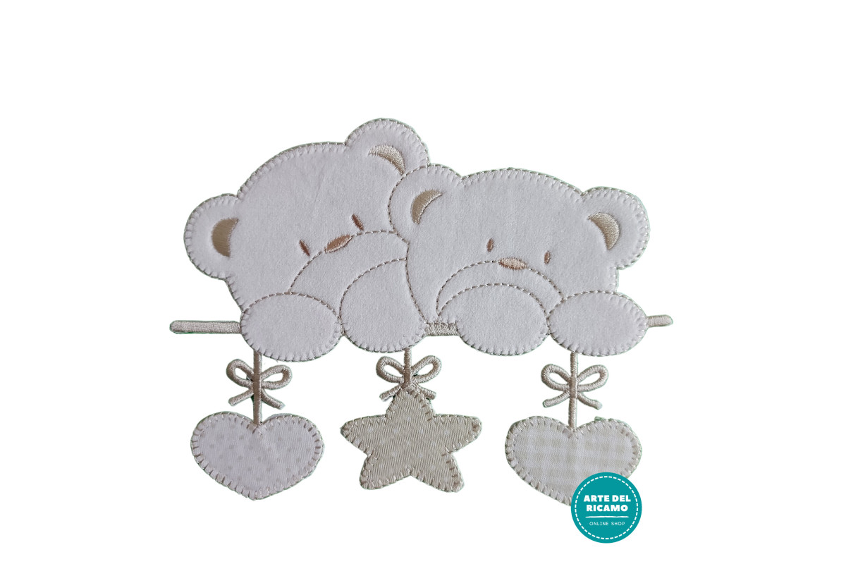 Pegatina Termoadhesiva - Ositos con Estrella y Corazones Crema Pegatina Termoadhesiva - Ositos con Estrella y Corazones Crema