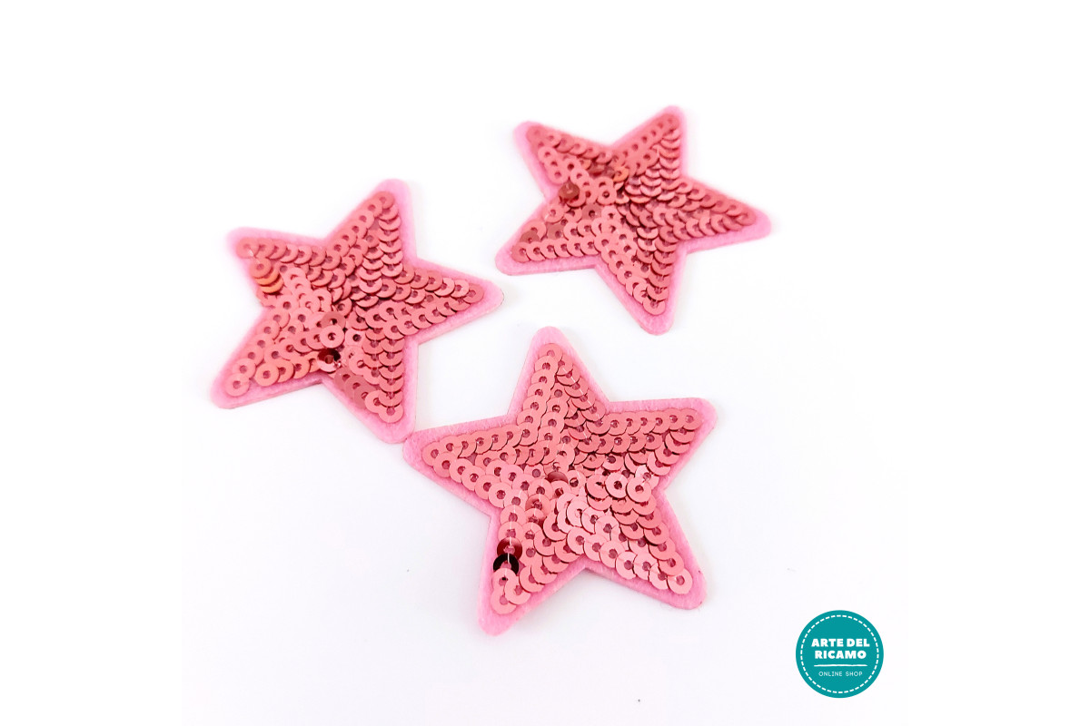 Pegatina Termo-adhesiva con Paillettes - Estrella Rosa Pegatina Termo-adhesiva con Paillettes - Estrella Rosa