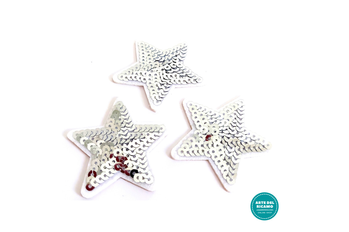Pegatina Termo-adhesiva con Paillettes - Estrella Plata Pegatina Termo-adhesiva con Paillettes - Estrella Plata