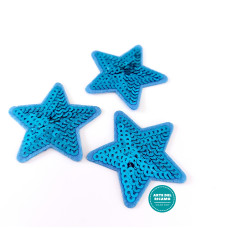 Pegatina Termo-adhesiva con Paillettes - Estrella Turquesa