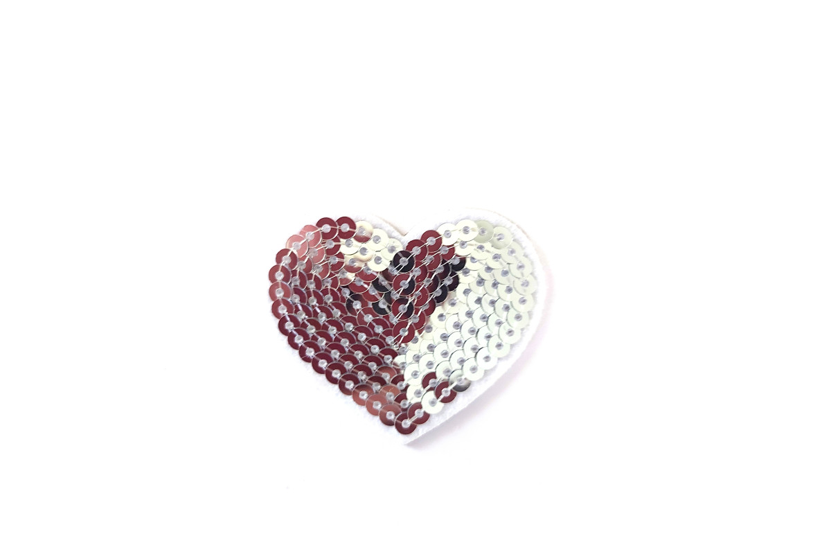 Pegatina Termo-adhesiva con Paillettes - Corazon Plata Pegatina Termo-adhesiva con Paillettes - Corazon Plata